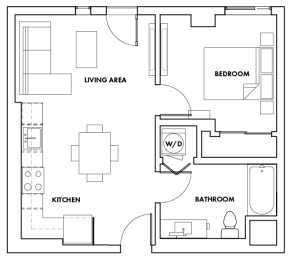 1BEDA-104F Floor Plan at Fedora Bliss LLC, California