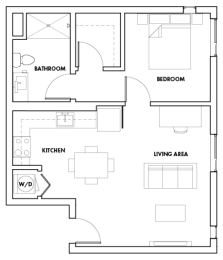 1BEDH-705F Floor Plan at Fedora Bliss LLC, California