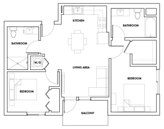 2BEDB-509F Floor Plan at Fedora Bliss LLC, Woodland Hills, California