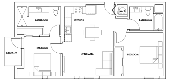 2BEDC-613F Floor Plan at Fedora Bliss LLC, California