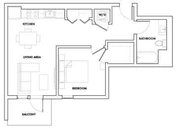 1BEDI-203T Floor Plan at Fedora Bliss LLC, California, 91367