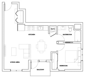 1BEDL-320T Floor Plan at Fedora Bliss LLC, Woodland Hills, 91367