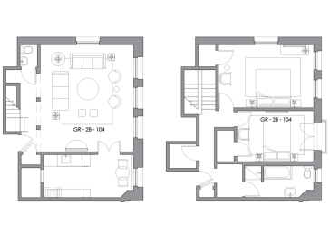C2 Floor Plan at Villa Carlotta – Furnished Apartments, Los Angeles, 90028