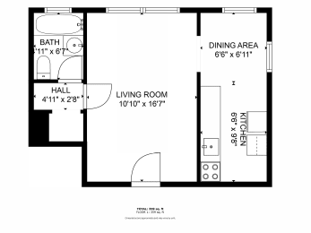 a floor plan of a house with a bedroom and a living room