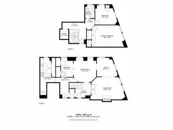 the floor plans for the two floors of the condo building
