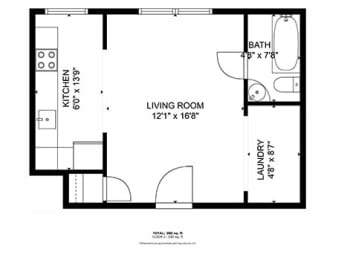 a floor plan of a living room with a bedroom and a bathroom