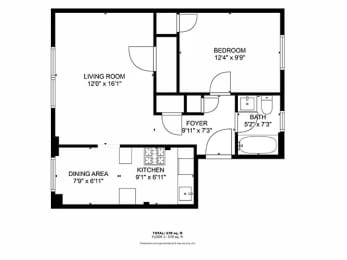 a floor plan of a 1 bedroom floor plan