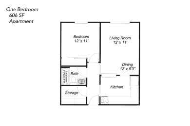 Floor Plan  One Bedroom Apartment - Handicap Accessible