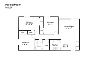 Floor Plan  Three Bedroom - Section 8