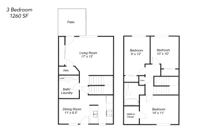 Floor Plan  3 Bedroom, Stone Creek