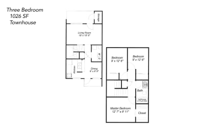 Floor Plan  Three Bedroom Townhouse