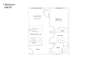Floor Plan  1 Bedroom - Market Rate
