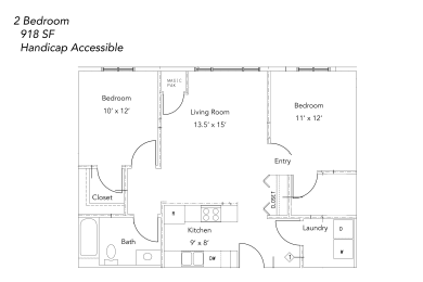 Floor Plan  2 Bedroom Handicap