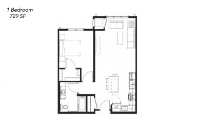 Floor Plan  a floor plan of a unit with a bedroom and a bathroom