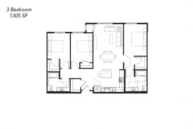 Floor Plan  a hypothetical floor plan of a 3 bedroom apartment