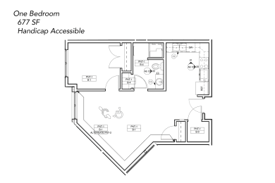 Floor Plan  One Bedroom - Handicap
