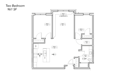 Floor Plan  Two Bedroom, One Bathroom