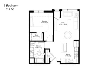 Floor Plan  One Bedroom - Tax Credit