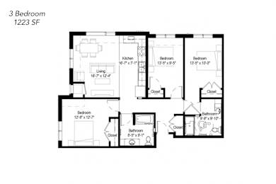 Floor Plan  Three Bedroom - Handicap Accessible