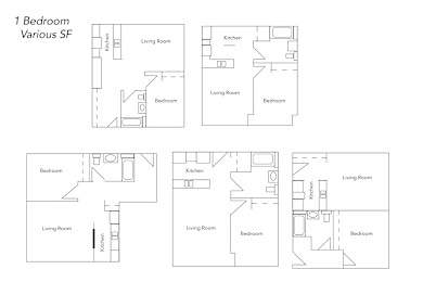 Floor Plan  A slide showing floor plans of a one bedroom apartment.