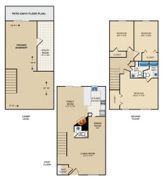 3 bedroom, 2.5 bath