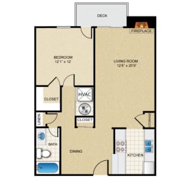1 bedroom, 1 bathroom