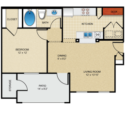 1 bedroom, 1 bathroom
