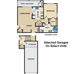 1 bedroom, 1 bathroom B at Crescent Apartments , Lenexa, Kansas,KS