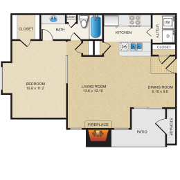 1 bedroom, 1 bathroom  at Creekview Apartment Homes, Texas, 75254