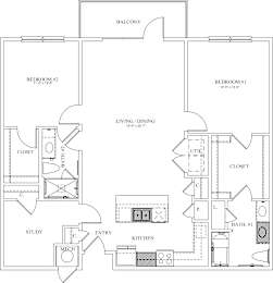 B2 Floor Plan at The Dorset, Kansas City, MO
