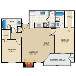 B3 floor plan at Highland Park Apartment Homes, Kansas, 66214