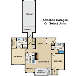2 bedroom, 2 bathroom B at  Crescent Apartments , Kansas