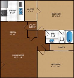 b1 Floorplan  at Bristol Pointe Apartments, Olathe, Kansas