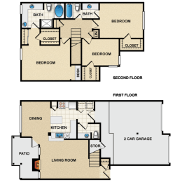 3 bedroom, 2.5 bathroom, townhome at Crescent Apartments , Lenexa, Kansas, 66219