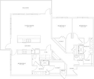 C2A Floor Plan at The Dorset, Kansas City, 64112