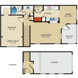1 bedroom, 1 bathroom
