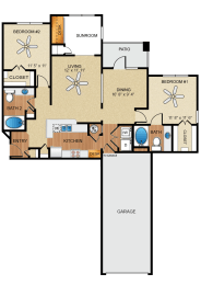 2 bedroom, 2 bathroom, sunroom
