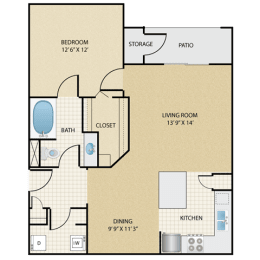 1 bedroom, 1 bathroom B at  Stonepost Lakeside Apartments , Olathe, 66062