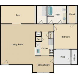 1 bedroom, 1 bathroom, den at Stonebriar Woods Apartment Homes, Kansas