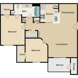 2 bedroom, 1 bathroom at Stonebriar Woods Apartments, Overland Park, KS