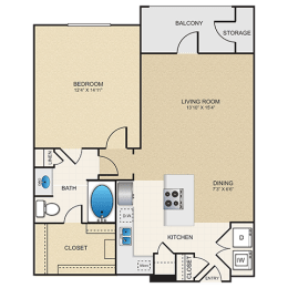 A2 Floor Plan at Cypress at Lewisville Apartment Homes, Lewisville