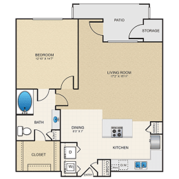 A3 ALT Floor Plan at Cypress at Lewisville Apartment Homes, Lewisville, 75067