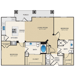 B2G ALT Floor Plan at Cypress at Lewisville Apartment Homes, Lewisville