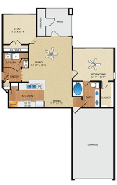 1 bedroom, 1 bathroom, study