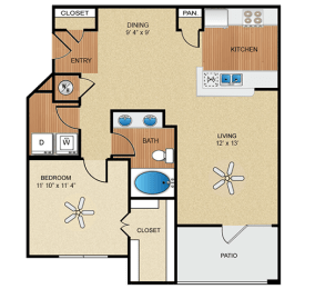 1 bedroom, 1 bathroom