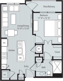 1 bedroom, 1 bathroom
