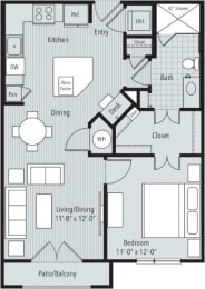 1 bedroom, 1 bathroom