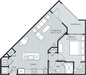 1 bedroom, 1 bathroom