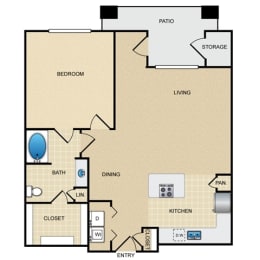 A3A Floor Plan: 1 bedroom, 1 bathroom at Ovation at Lewisville Apartments, Texas , 75067