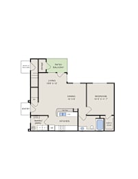 1 bedroom 1 bath garden apartment